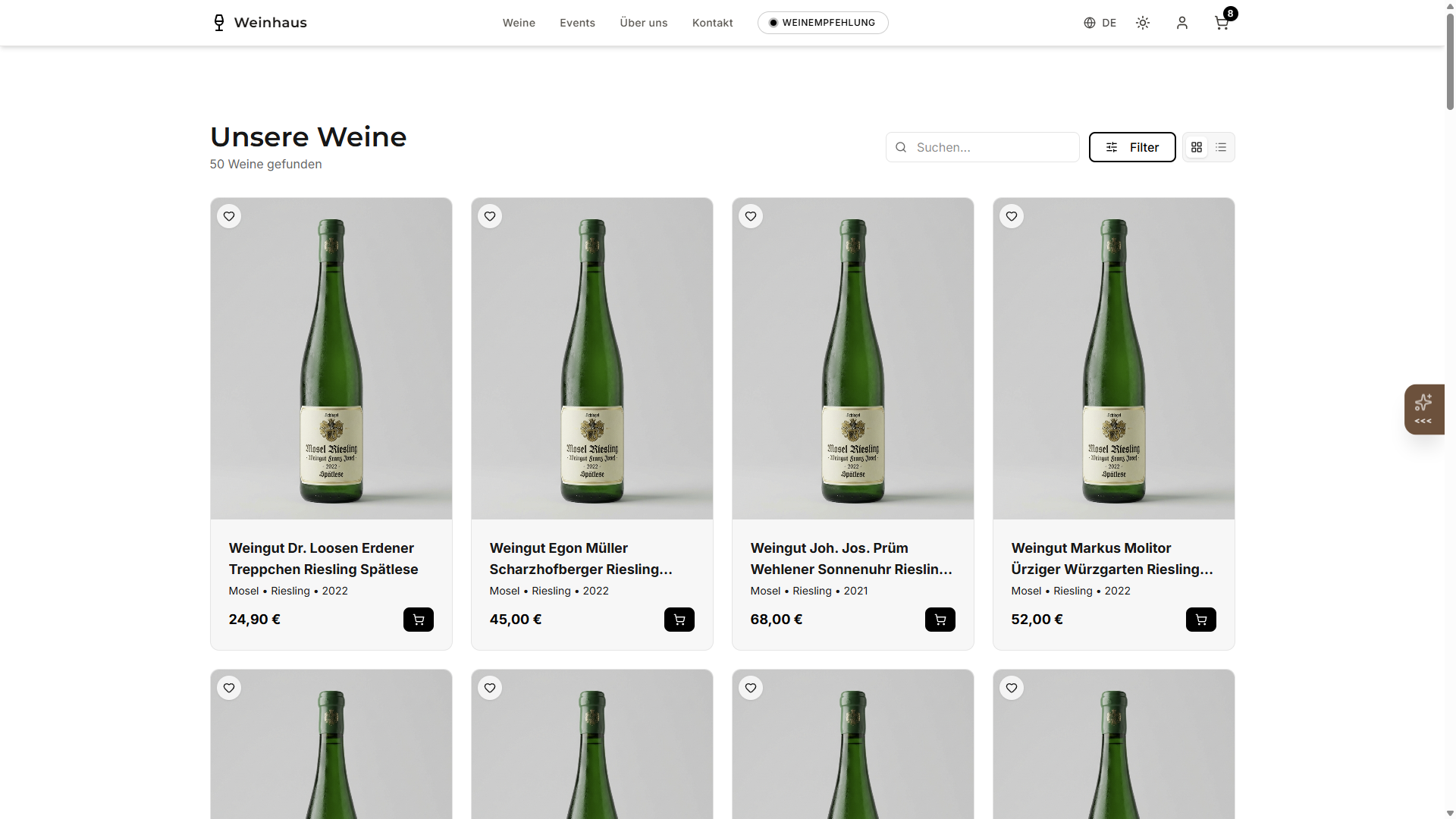 Weinhaus Online-Shop mit 50 Weinen aus der Mosel-Region